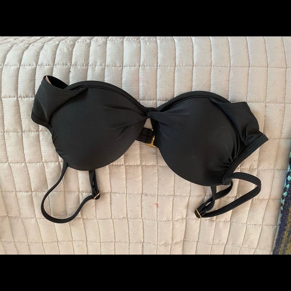 JUNIORS BLACK PUSHUP SWIM TOP
